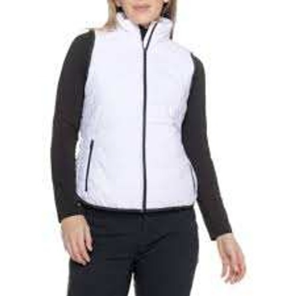 ASICS Womens‎ WVN Micro FLC Lined Vest White Quilted Full Zip MAVT3410WF5 L